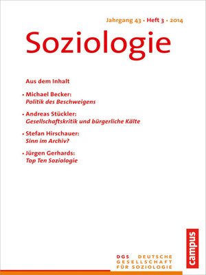 cover image of Soziologie 3.2014